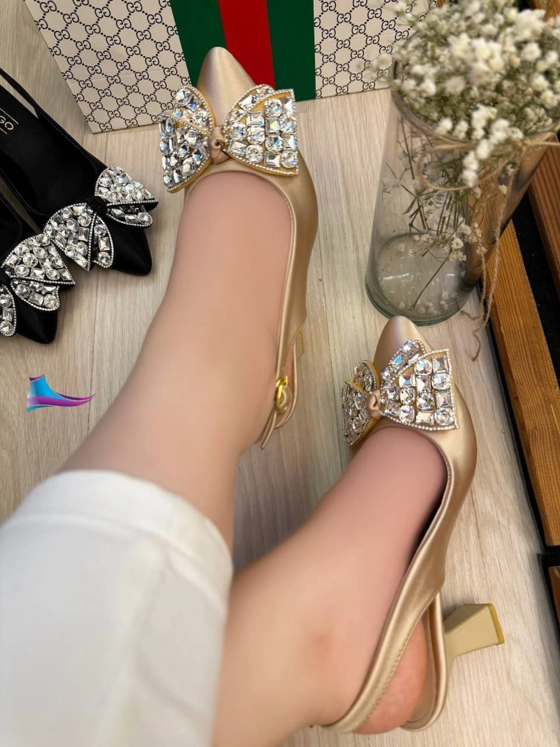 کفش مجلسی پاپیون کریستالی