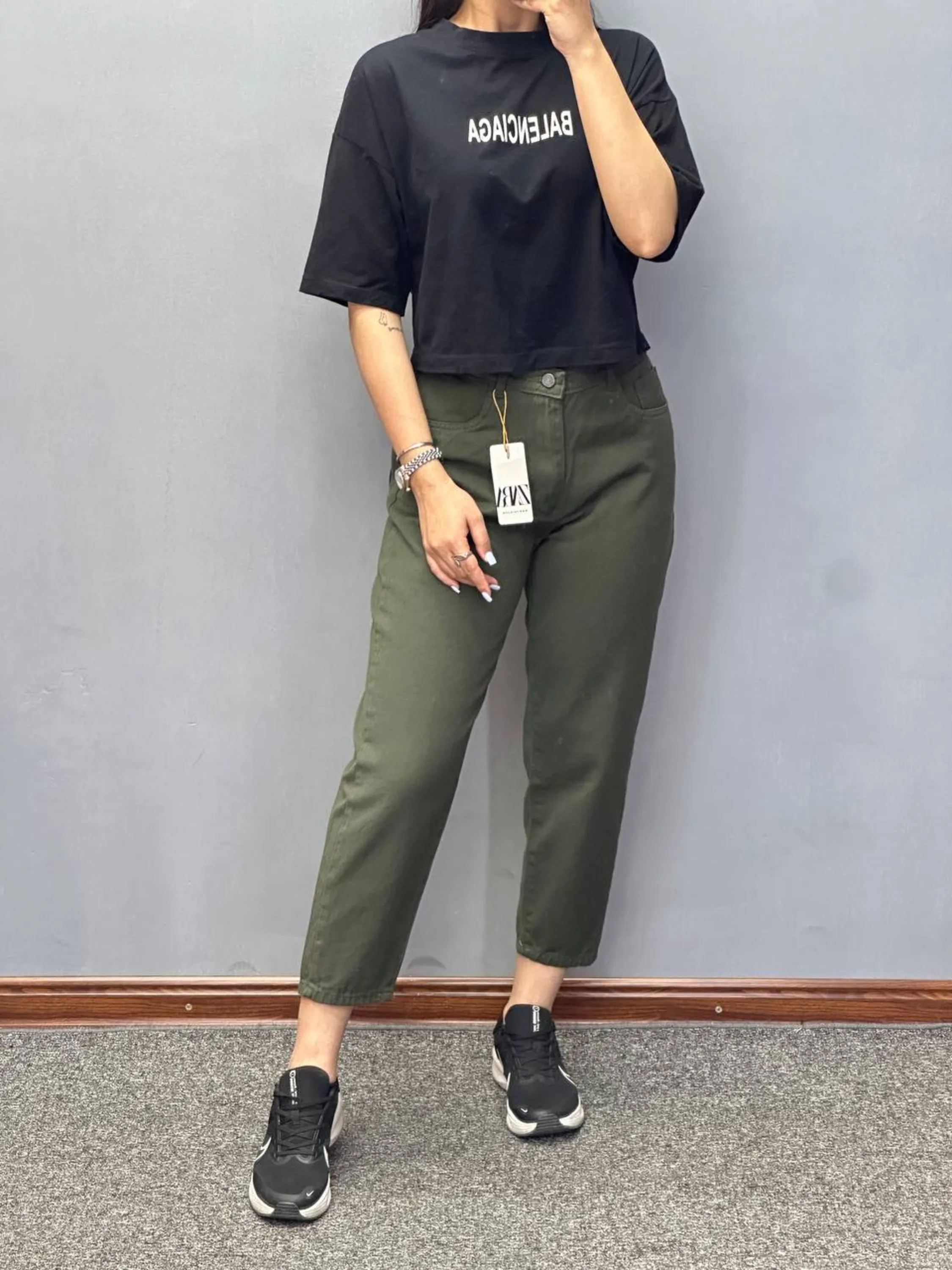 شلوار کتان مام فیت