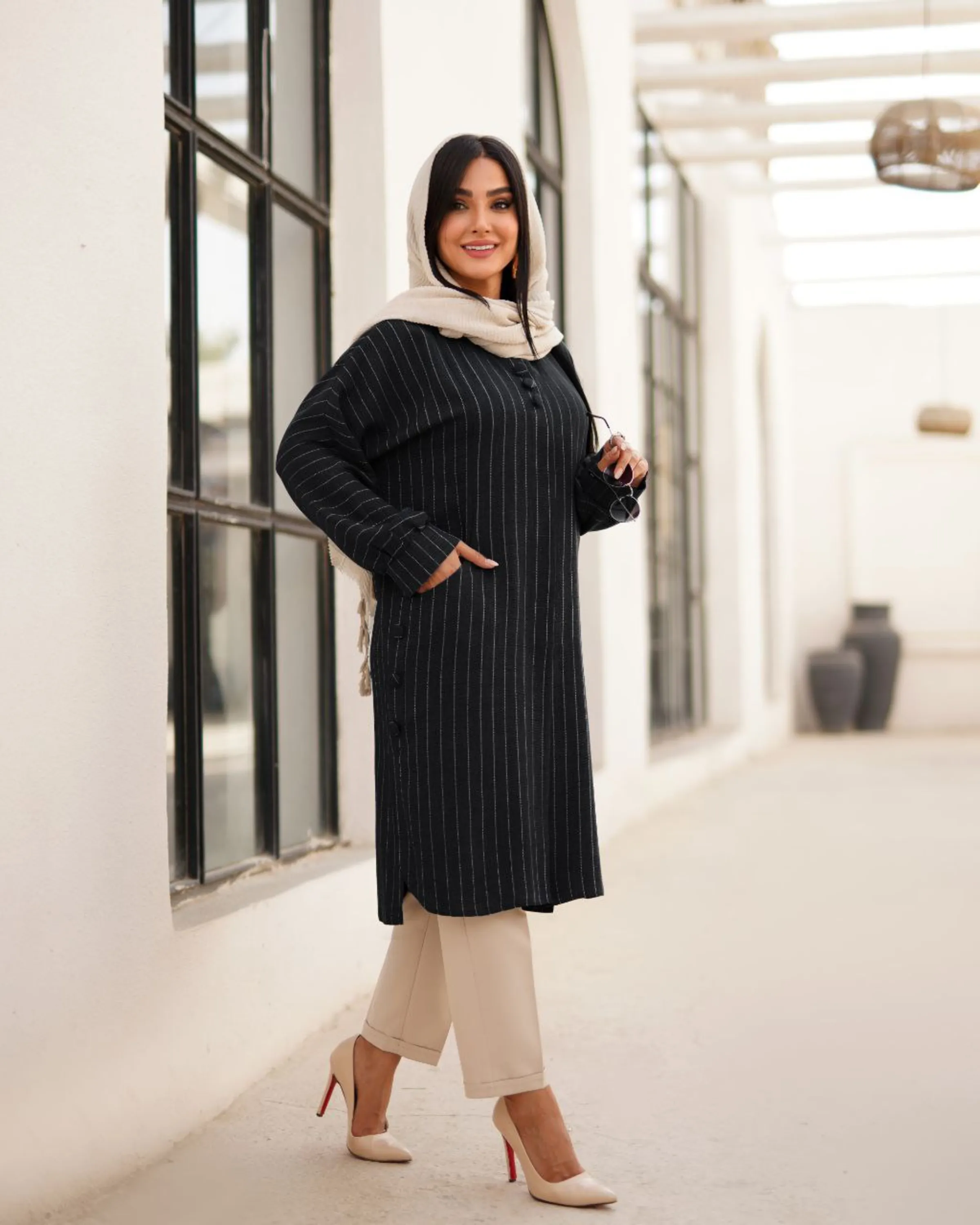 مانتو سایز بزرگ دیپلمات بغل دکمه