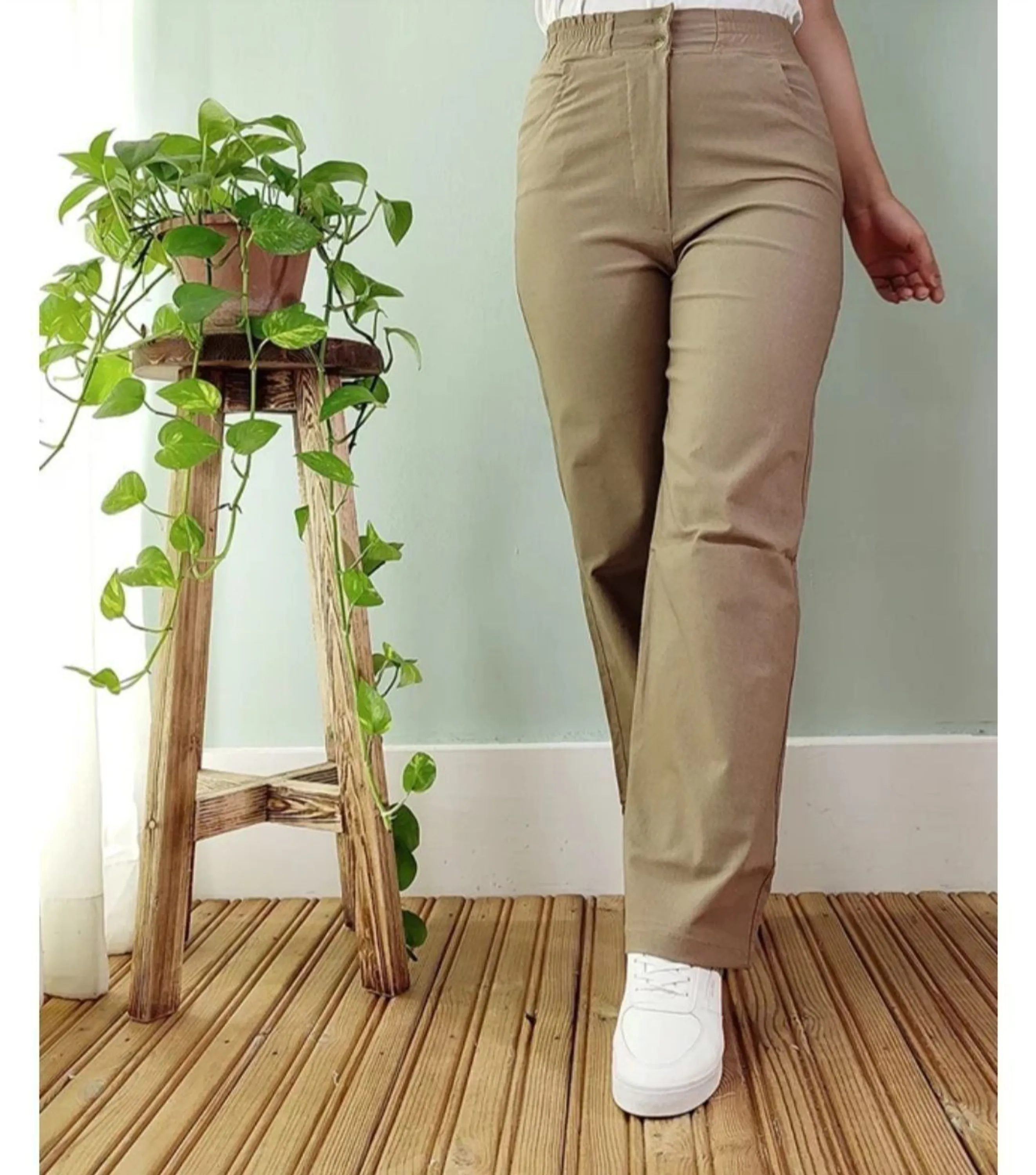 شلوار نیم بگ کتان