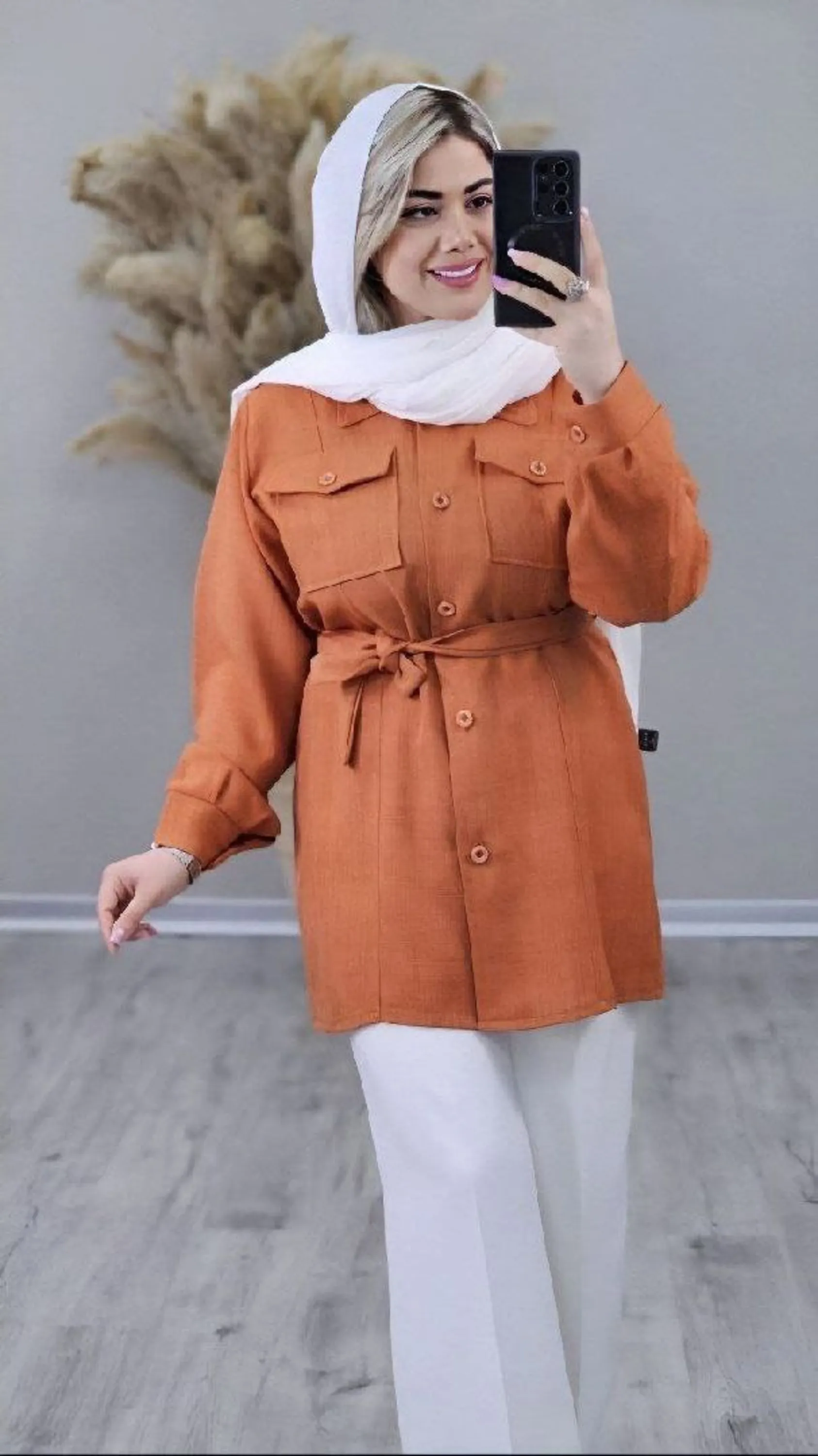 مانتو شانتون کمربند دار