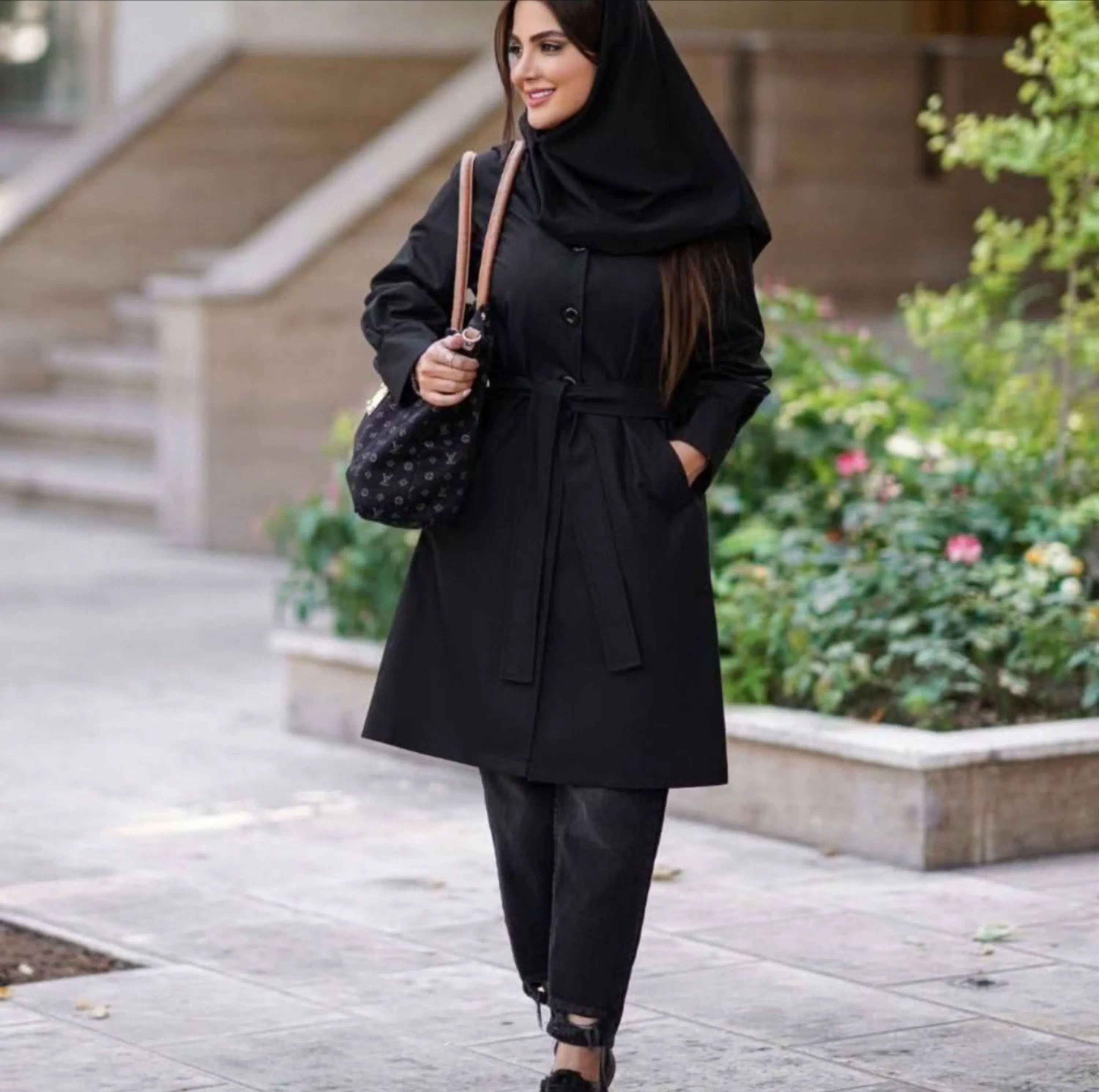 مانتو دانشجویی کمربند دار