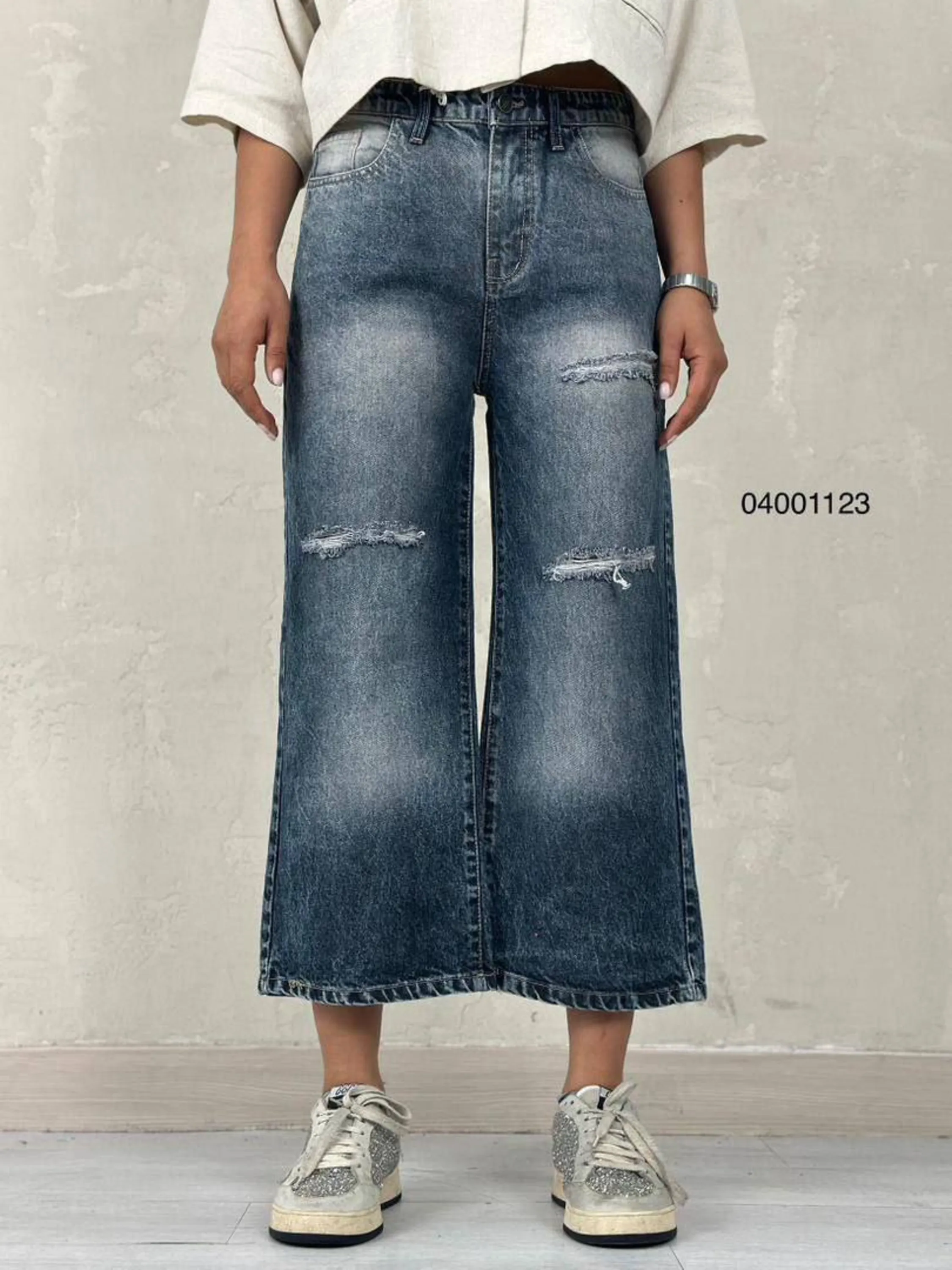 شلوار جین بگ زاپ دار