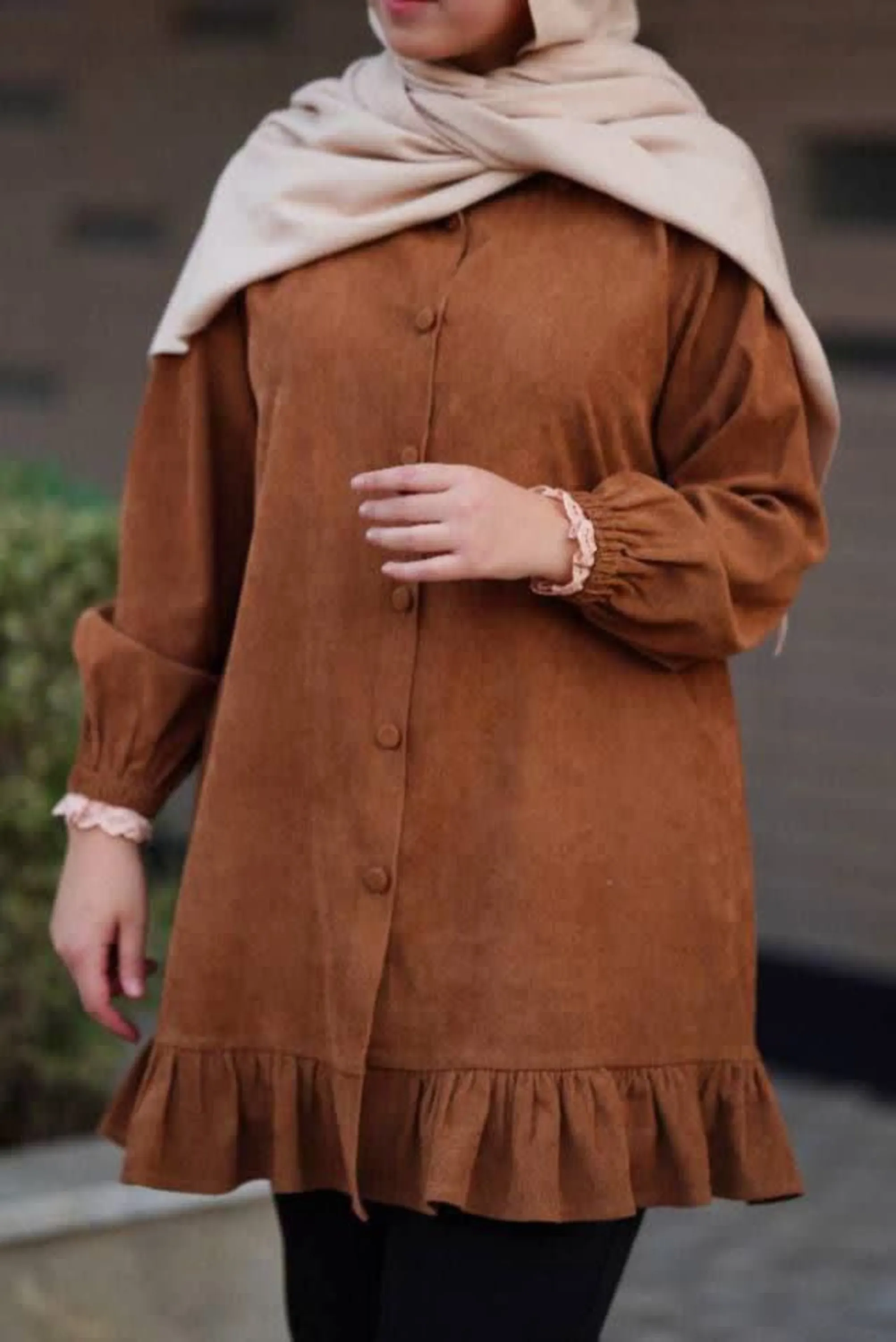 مانتو مخمل جلو دکمه دار