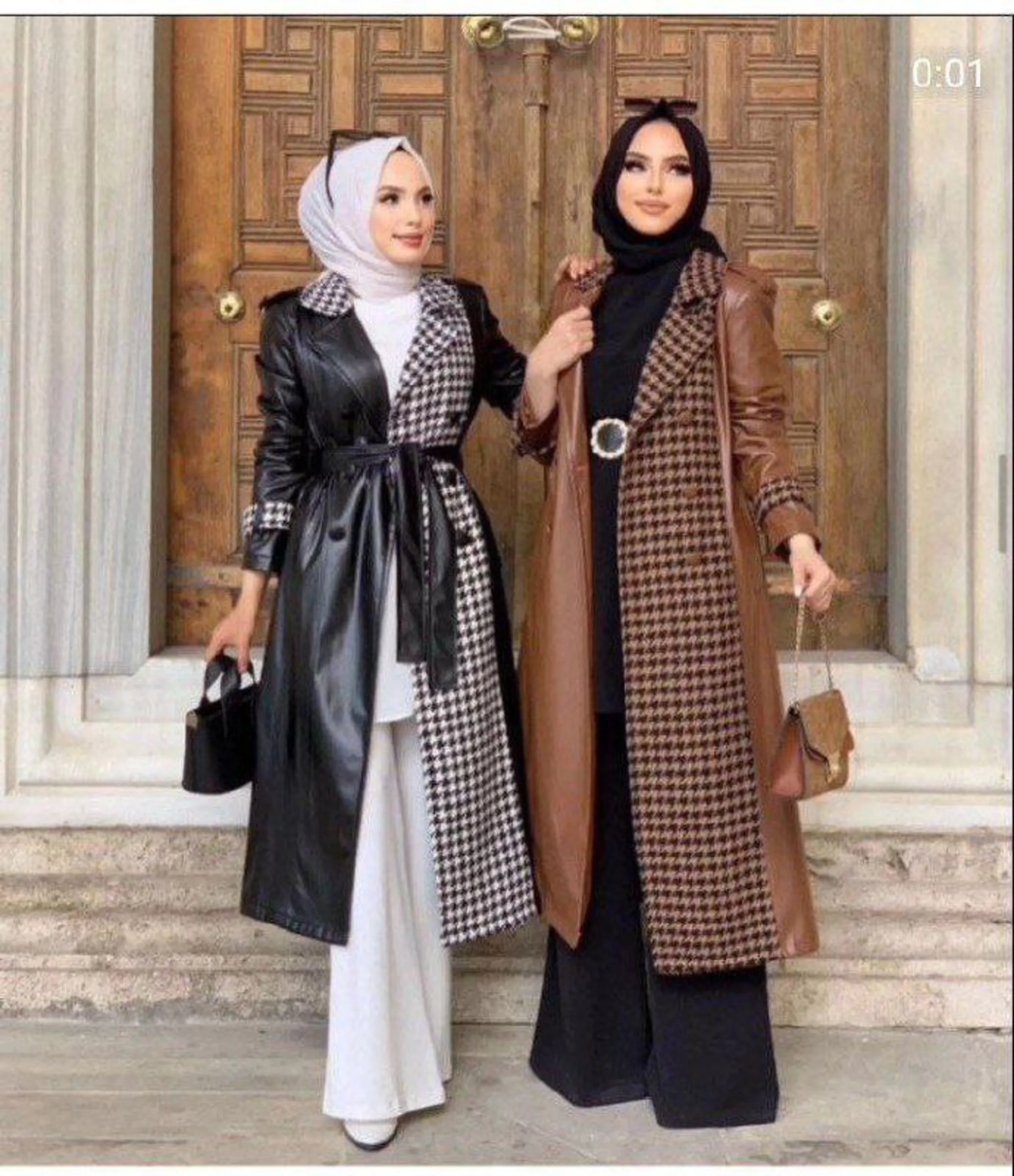 پالتو پاییزه چرم بلند تو کرکی