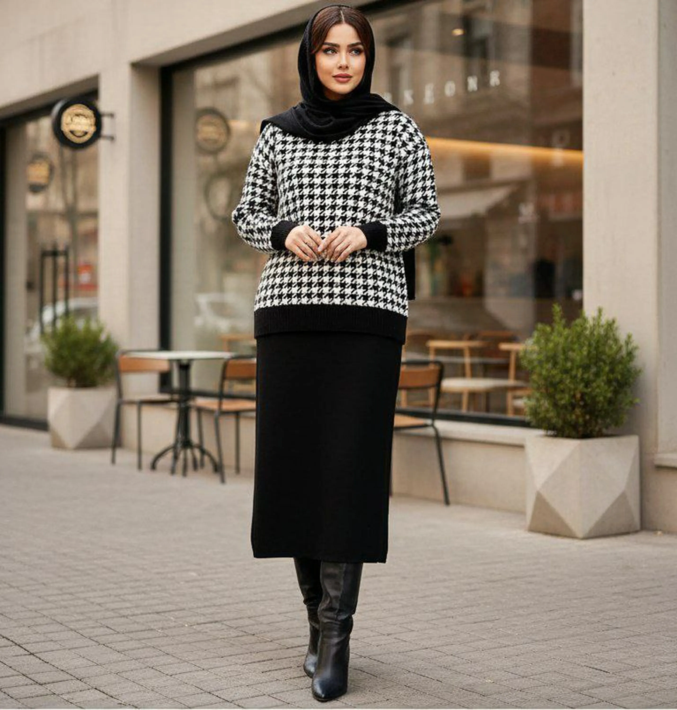 ست بلوز و دامن بافت پیچازی