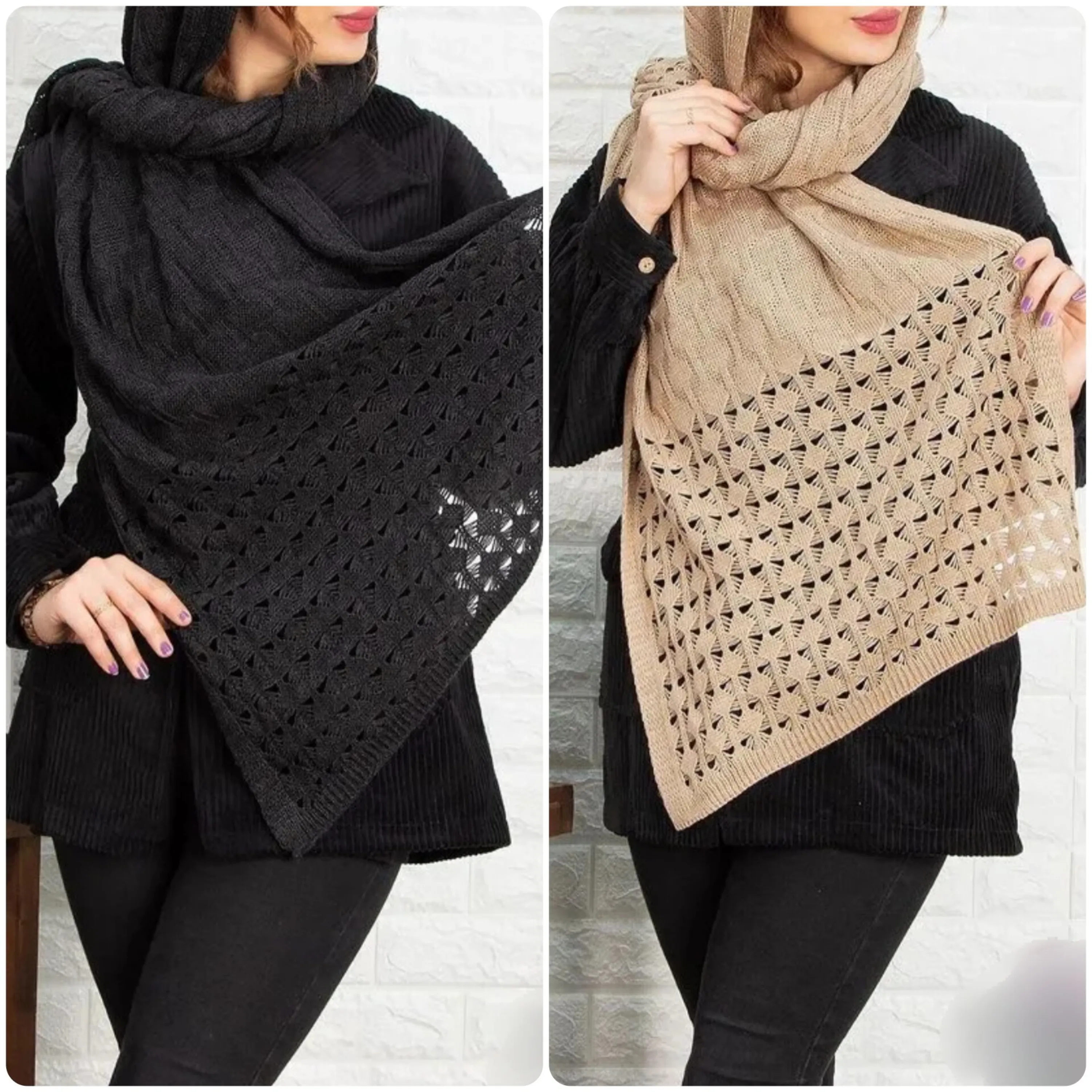 شال بافت طرح سه بعدی