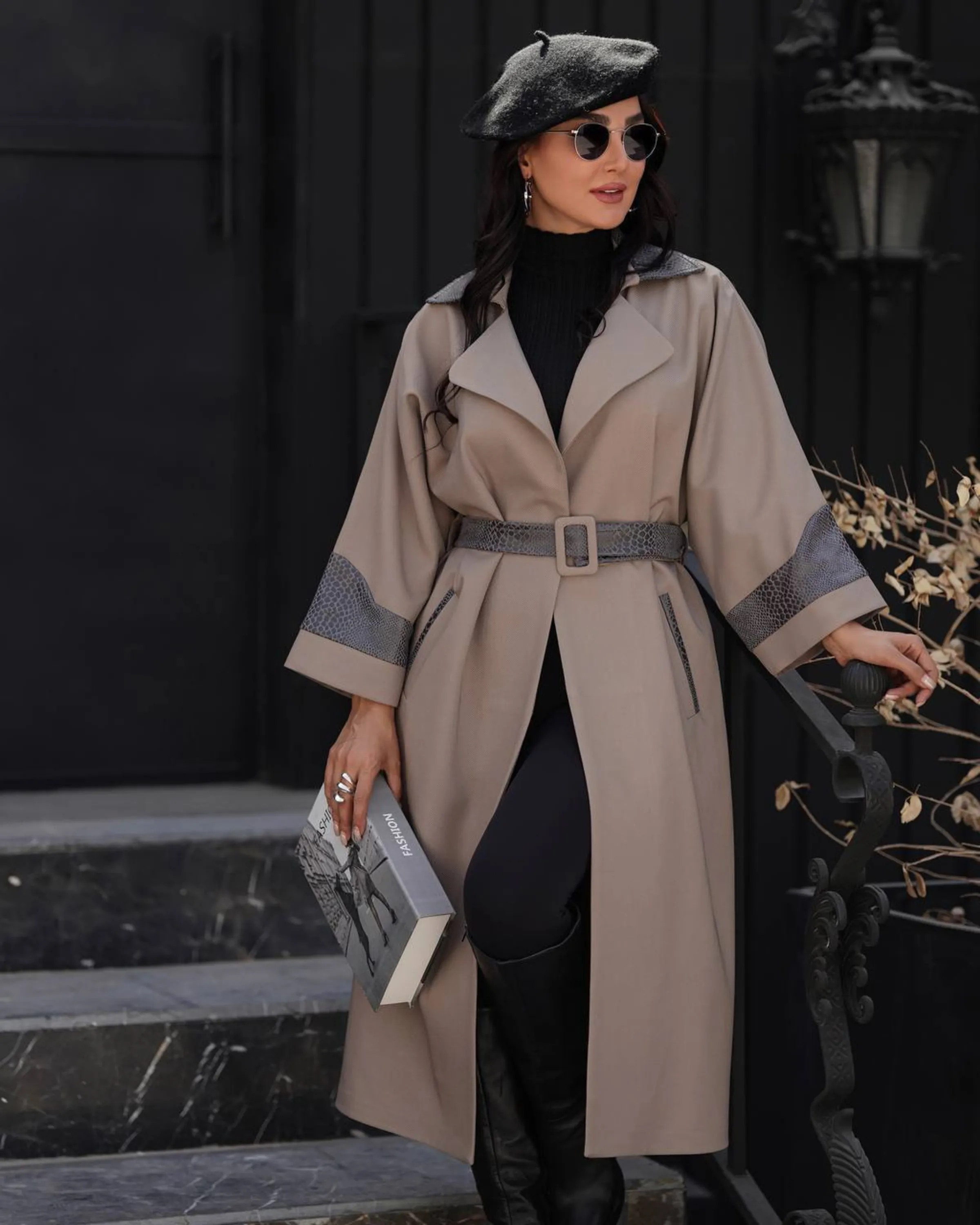 بارانی پردا یقه انگیلیسی پوست ماری