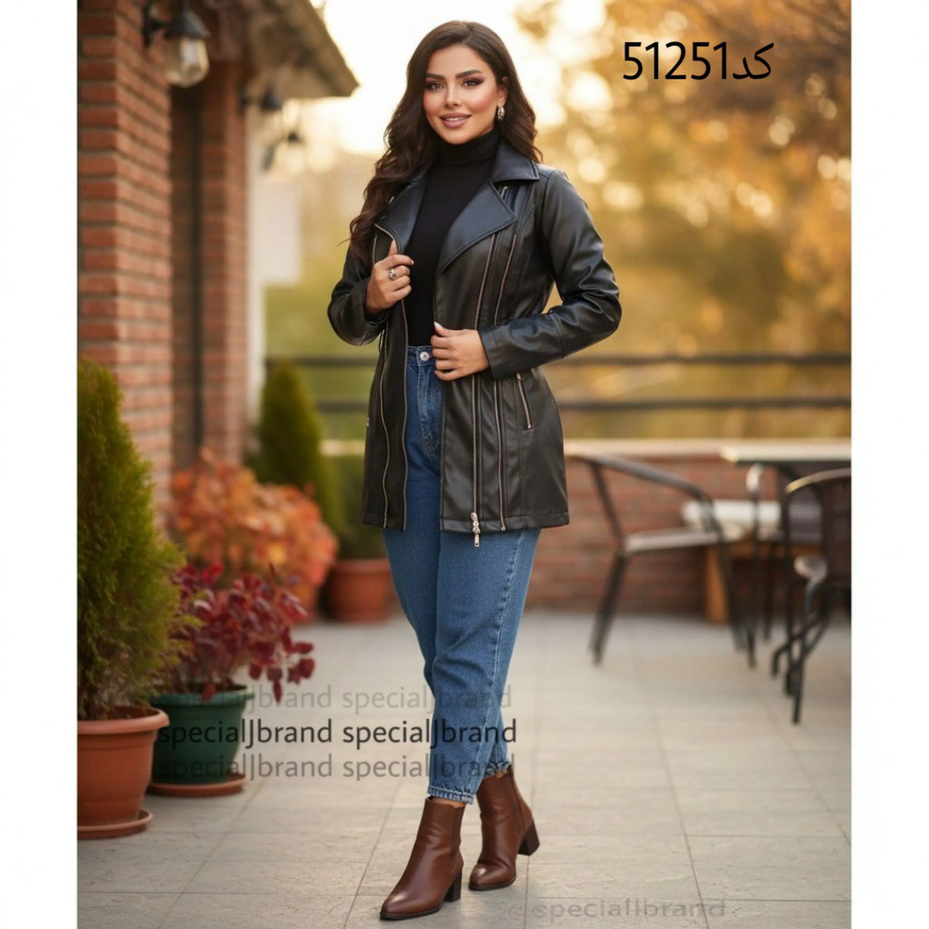 مانتو چرم سه زیپ