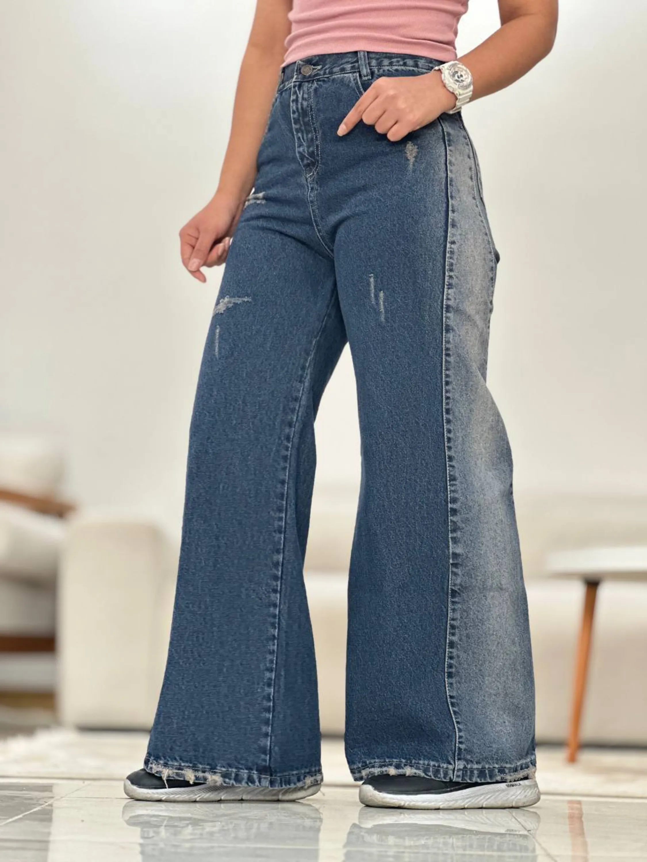 شلوار جین شافل ضخیم سنگشور