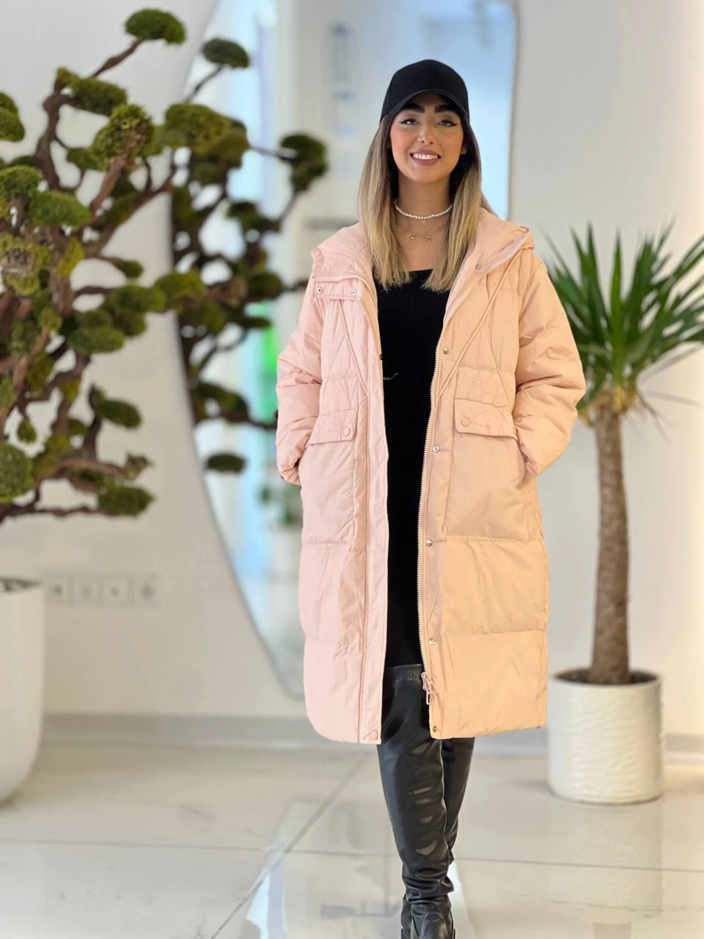 کاپشن بلند جیب لوزی