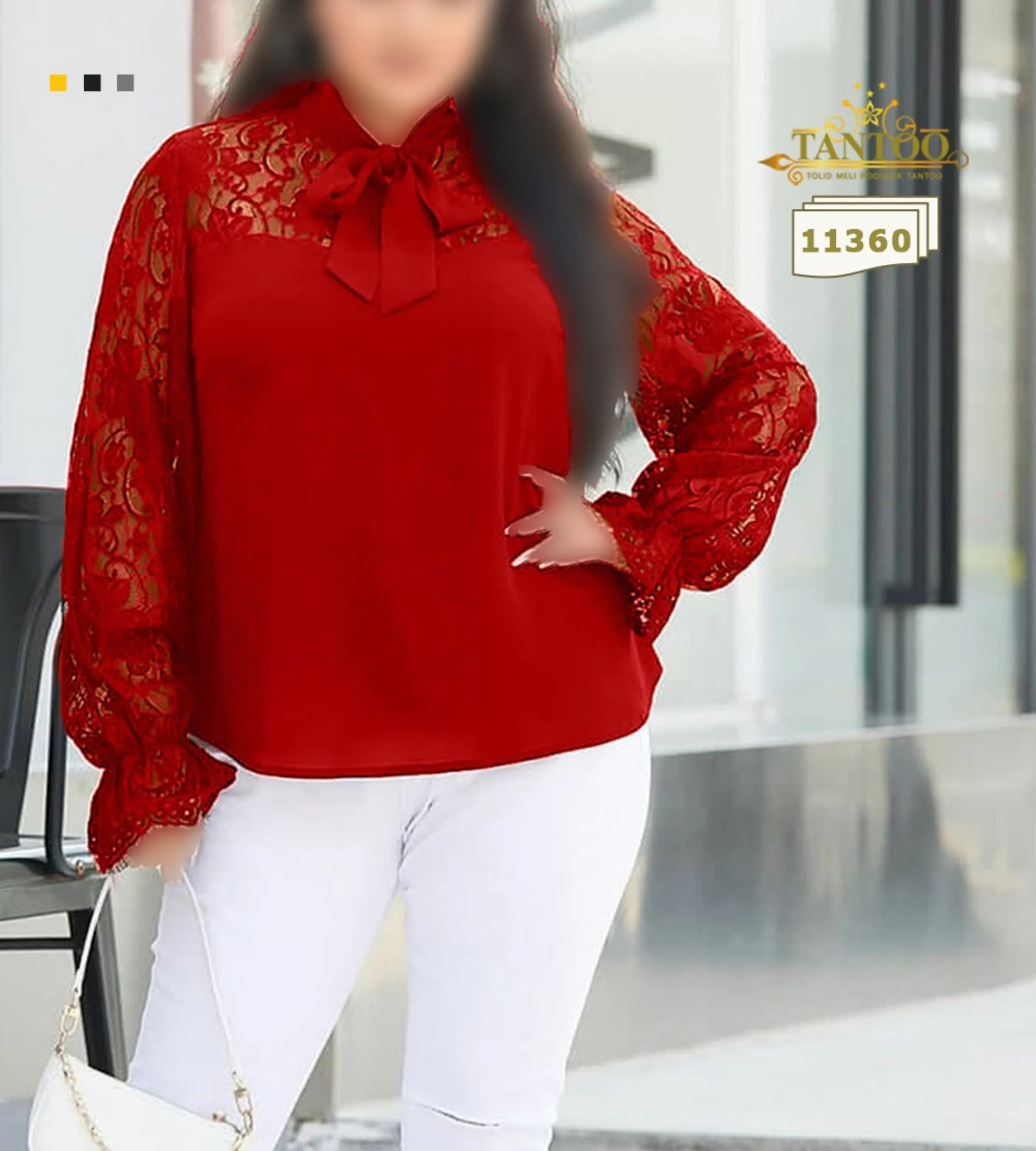 شومیز مجلسی یقه کرواتی سایزبزرگ