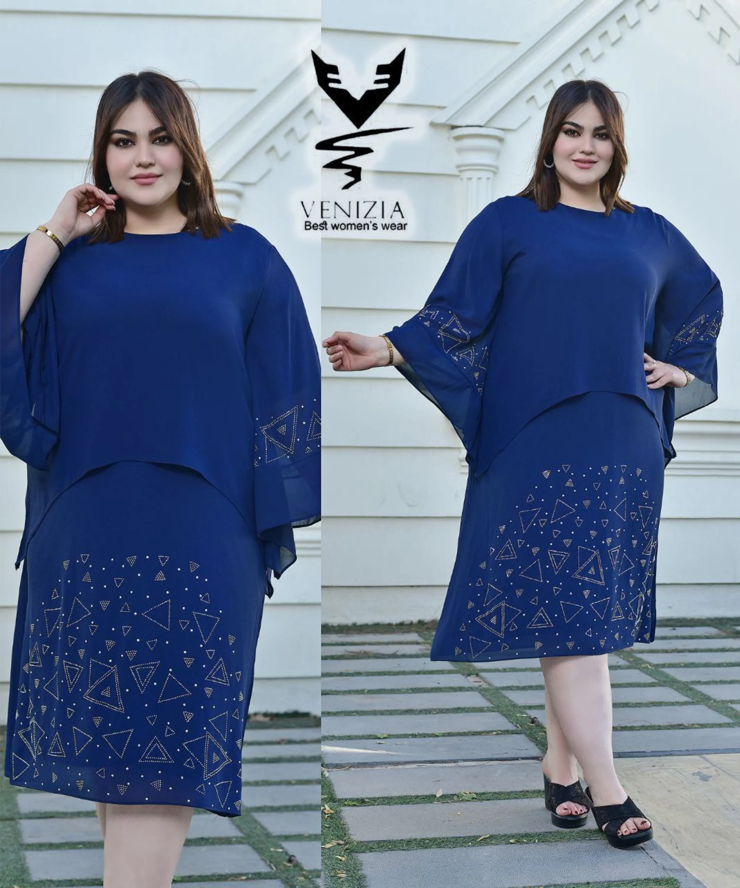 پیراهن مجلسی نگین مثلثی