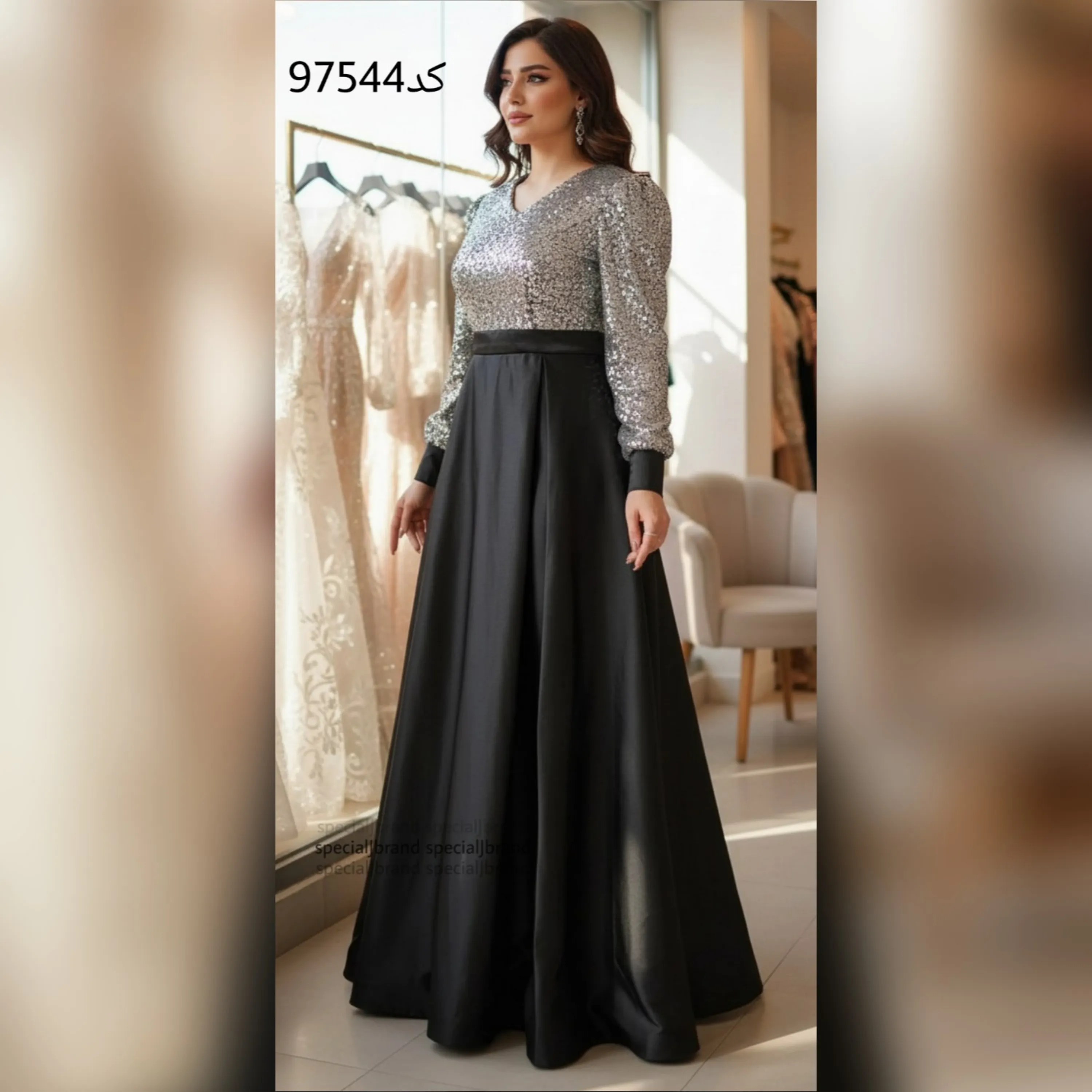 لباس مجلسی ساتن و پولک سانی