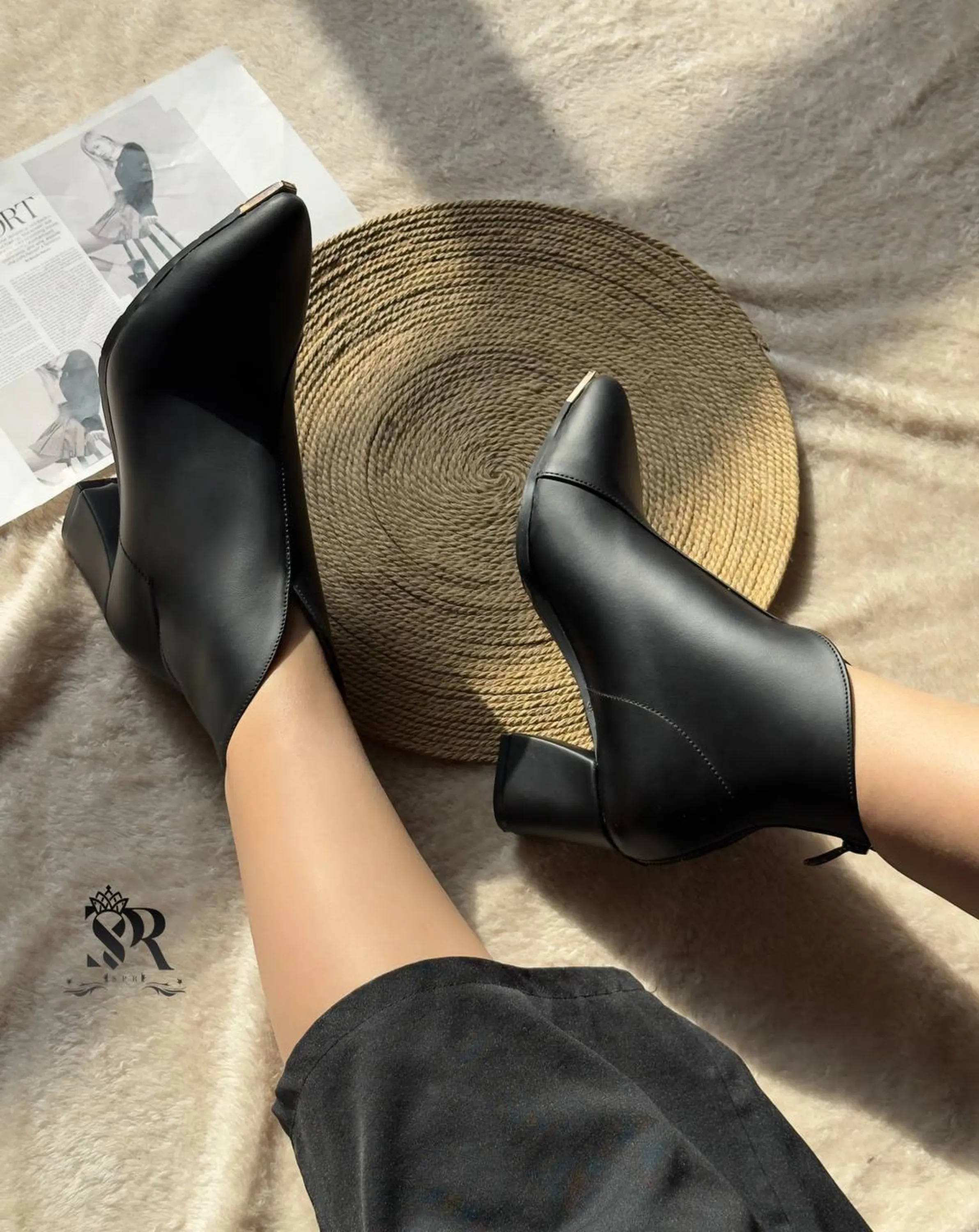 بوت چرم پاشنه 5 سانت