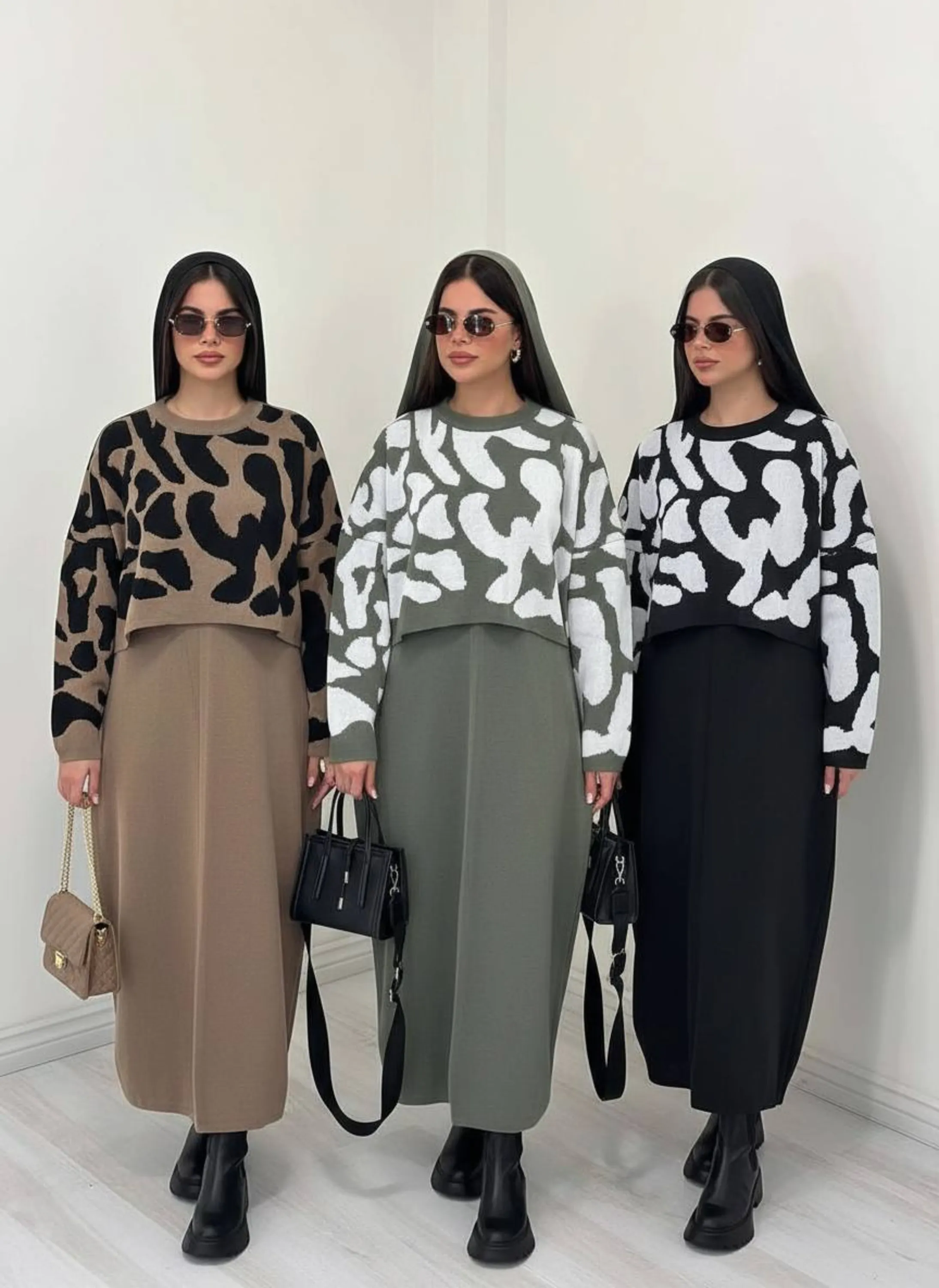 ست بافت دخترانه پیراهن رویی طرحدار