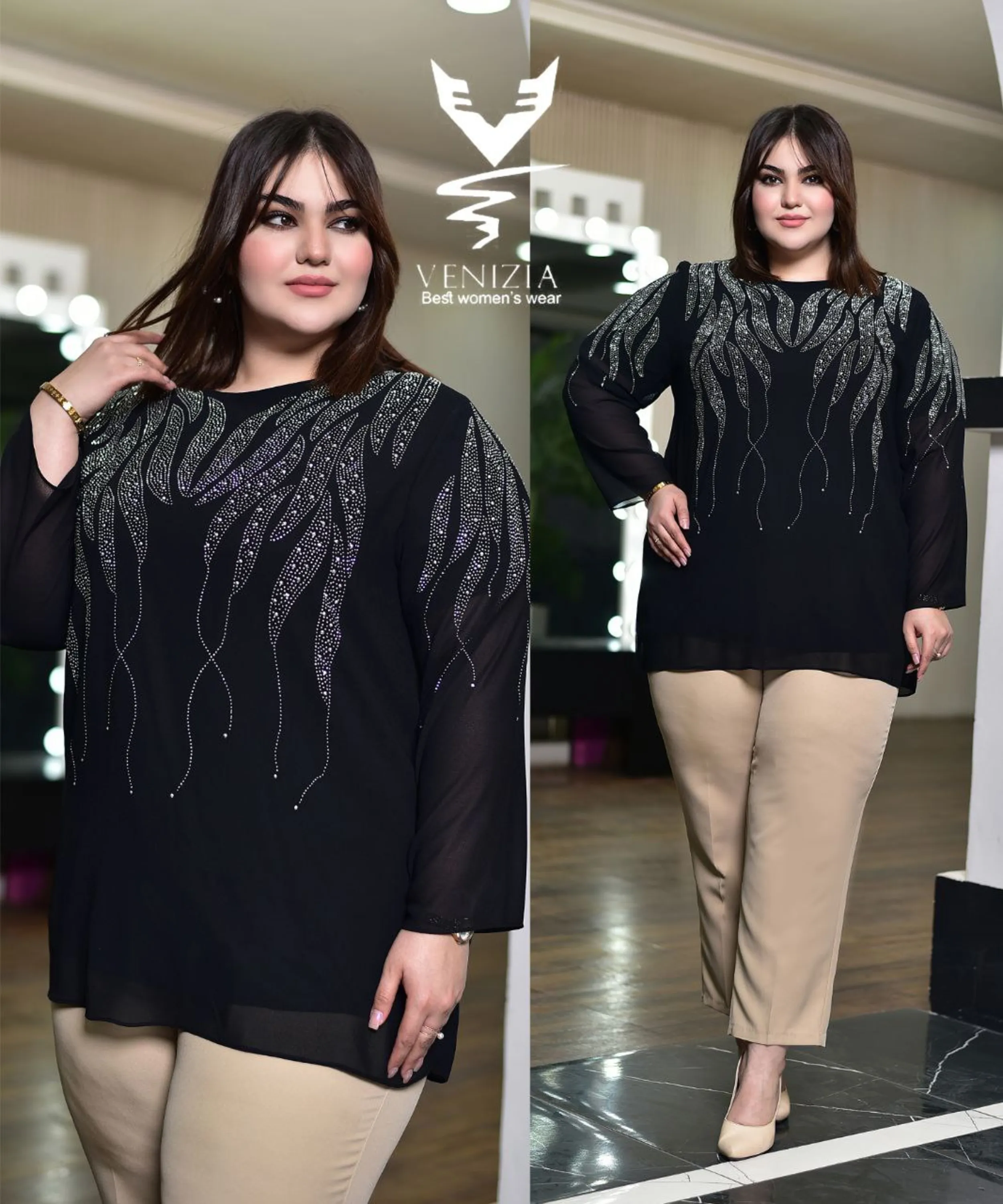 شومیز نگین برگی سایز بزرگ