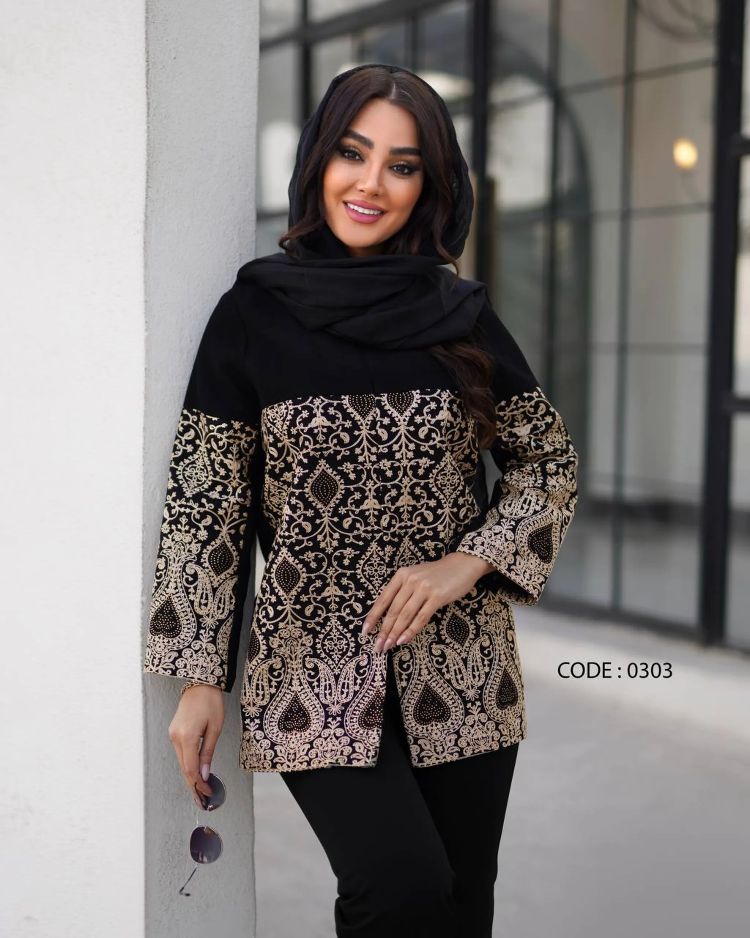 مانتو کتی سوزن دوزی طلایی