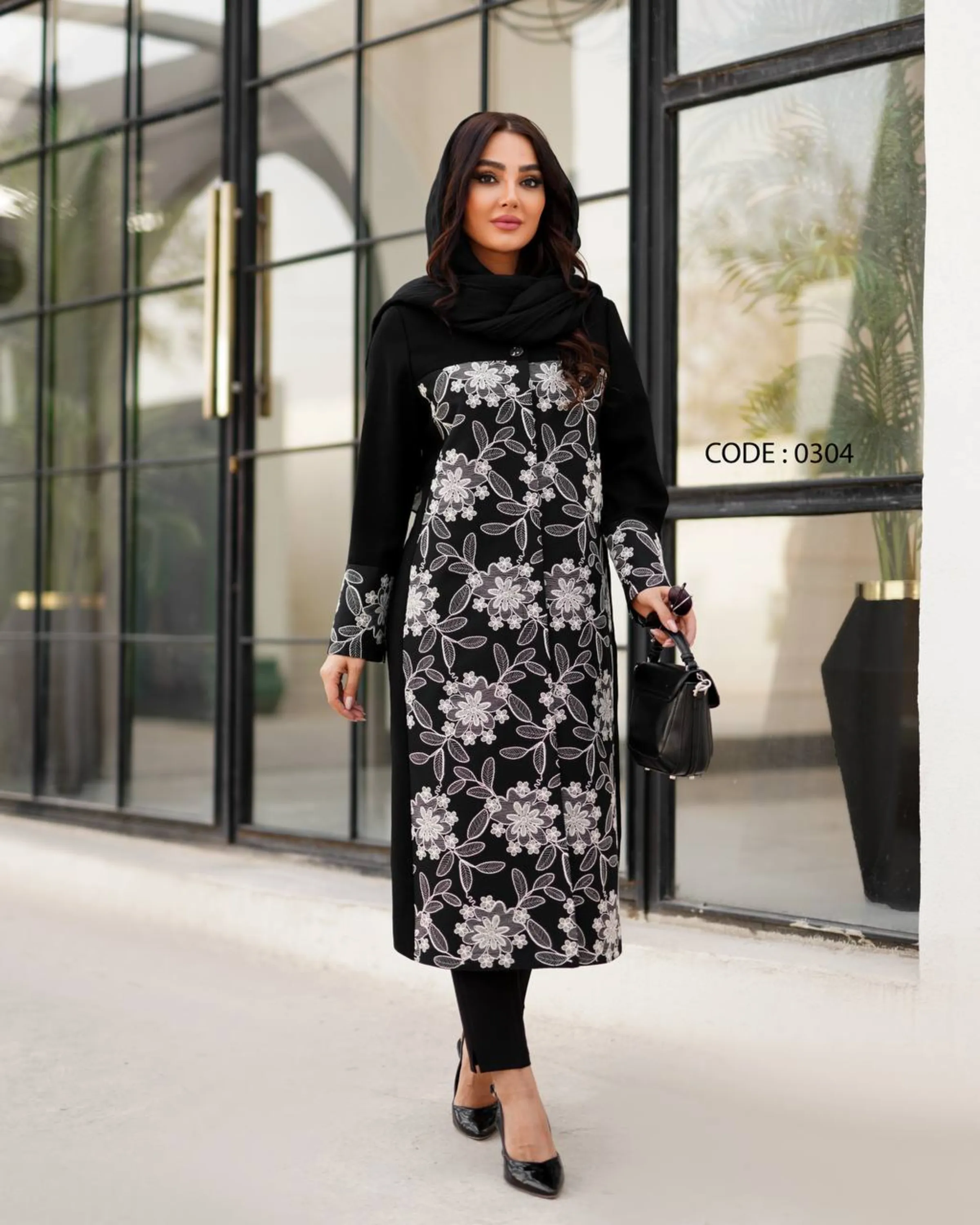 مانتو بلند گلدوزی