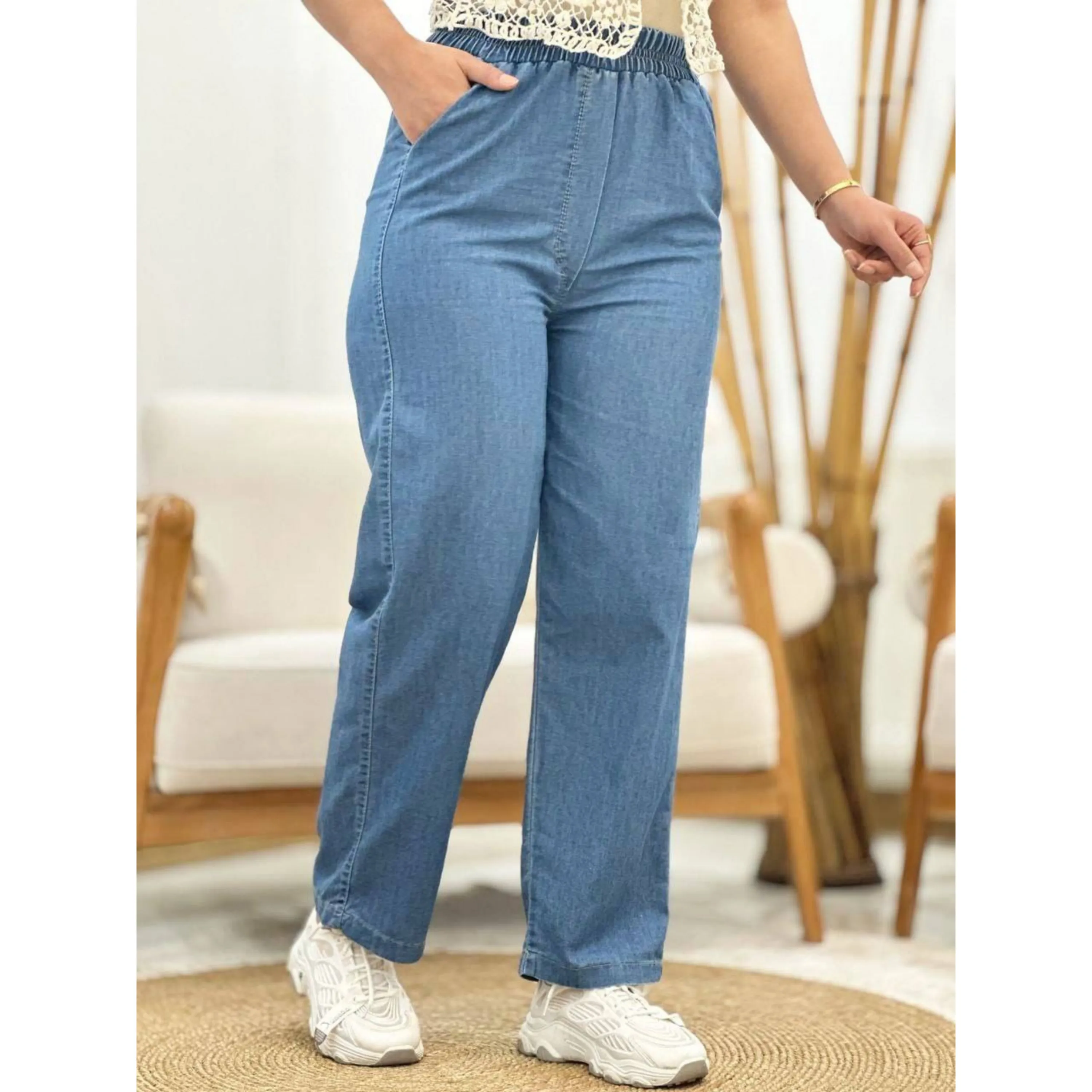 شلوار نیم بگ جین کاغذی