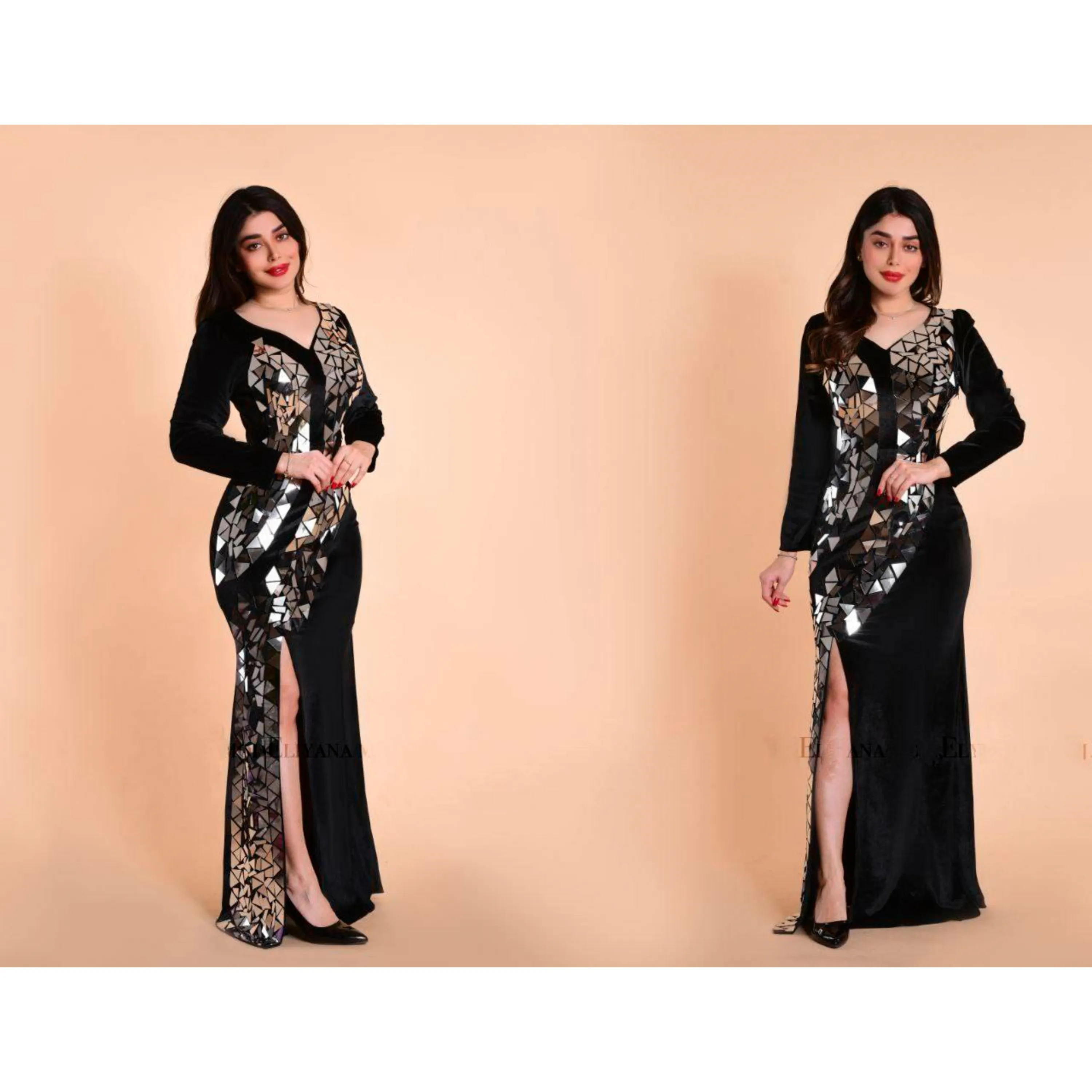 لباس مجلسی مخمل آینه ای سایز بزرگ