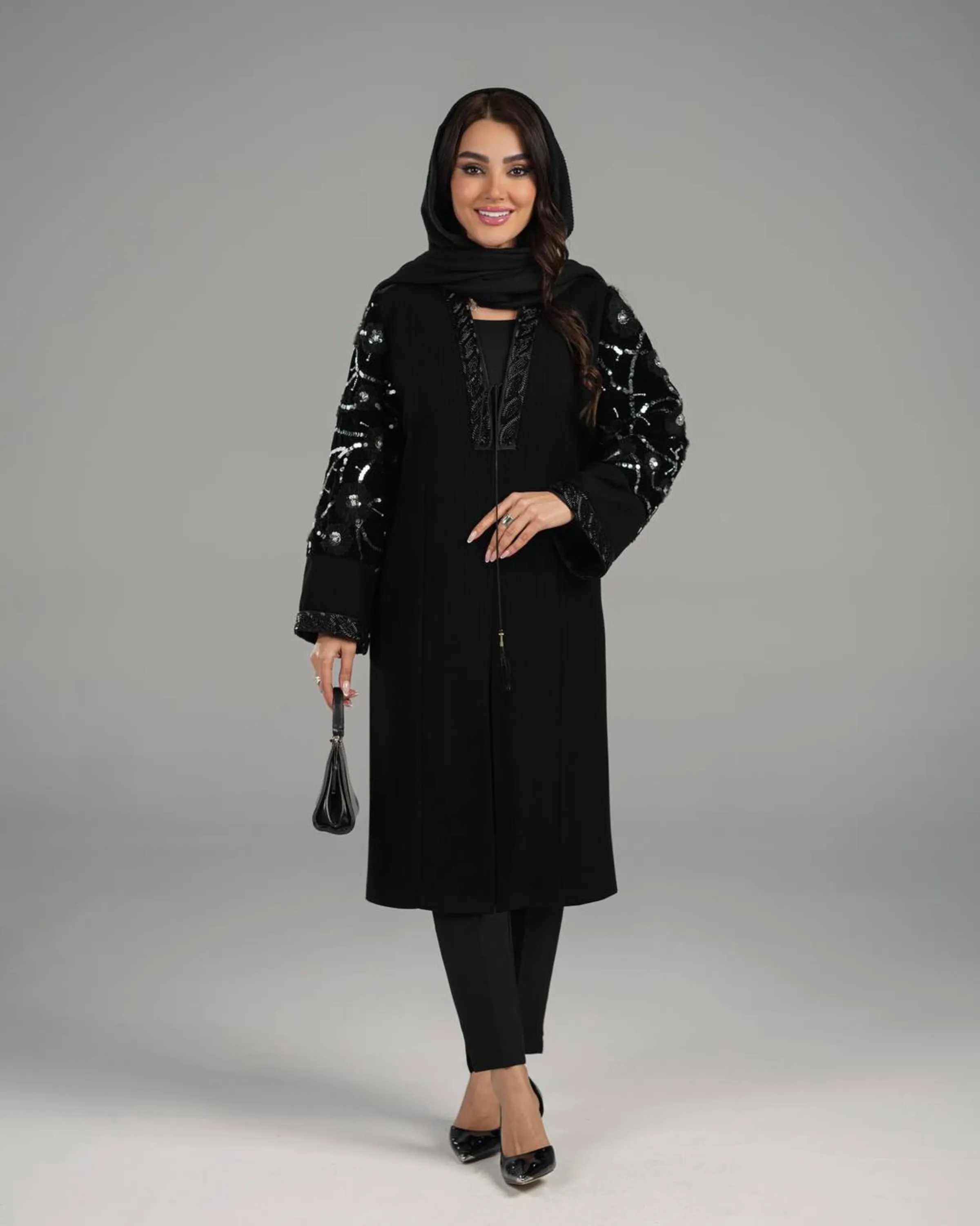 مانتو مشکی مجلسی هنگامه