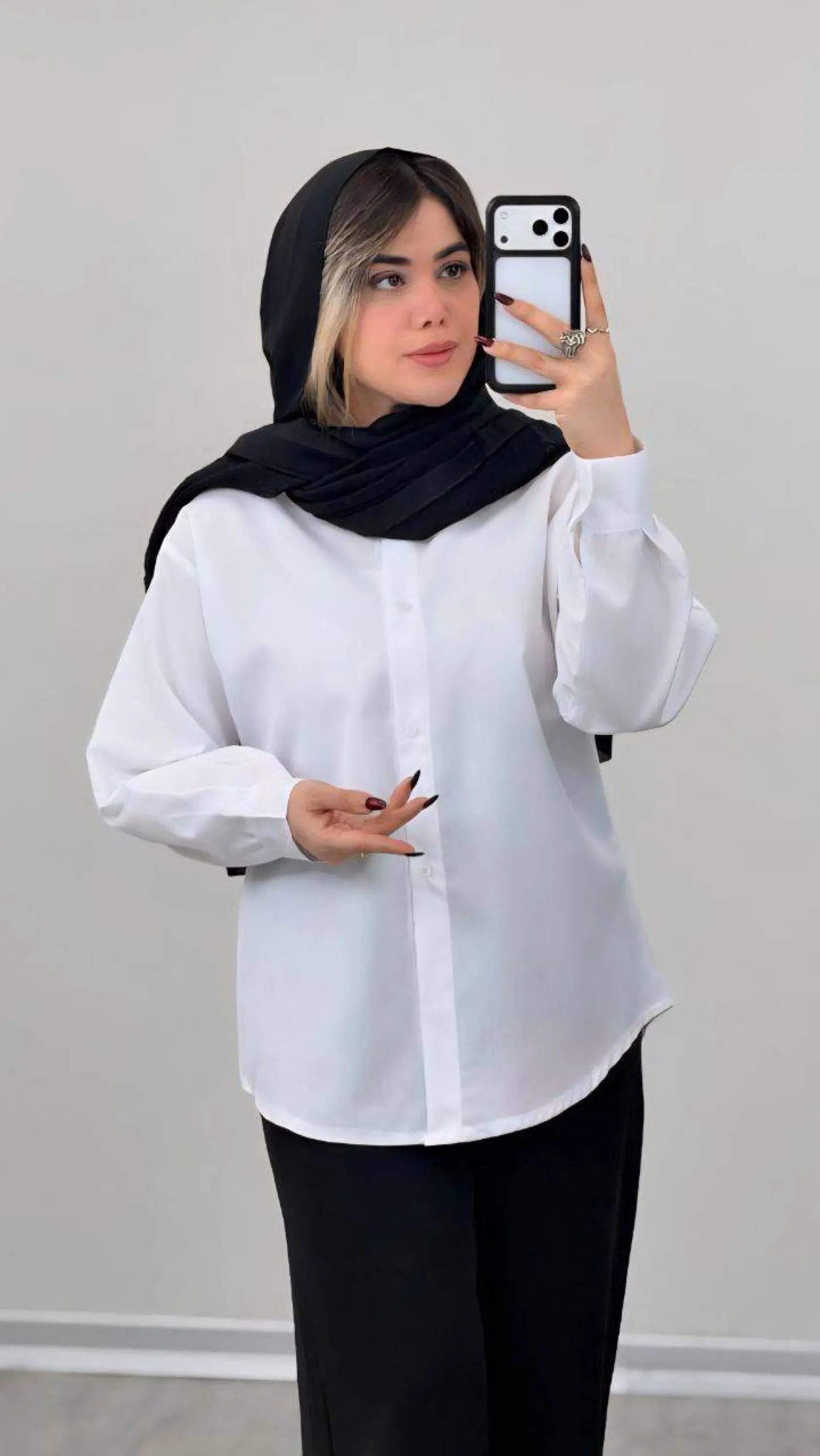 شومیز سفید ساده تترون