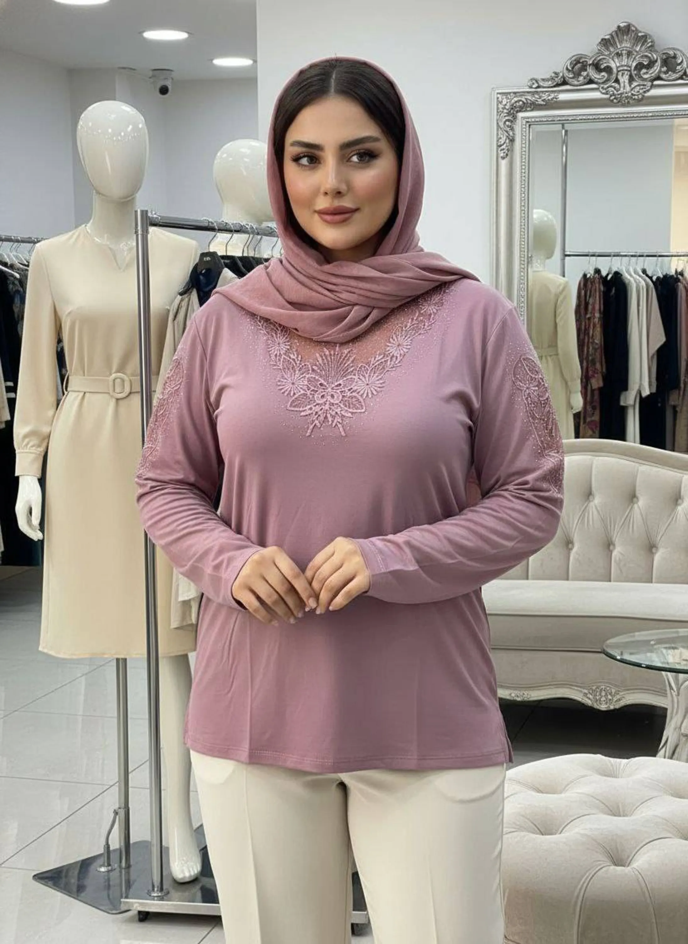 شومیز گیپور نگین دار مهگل