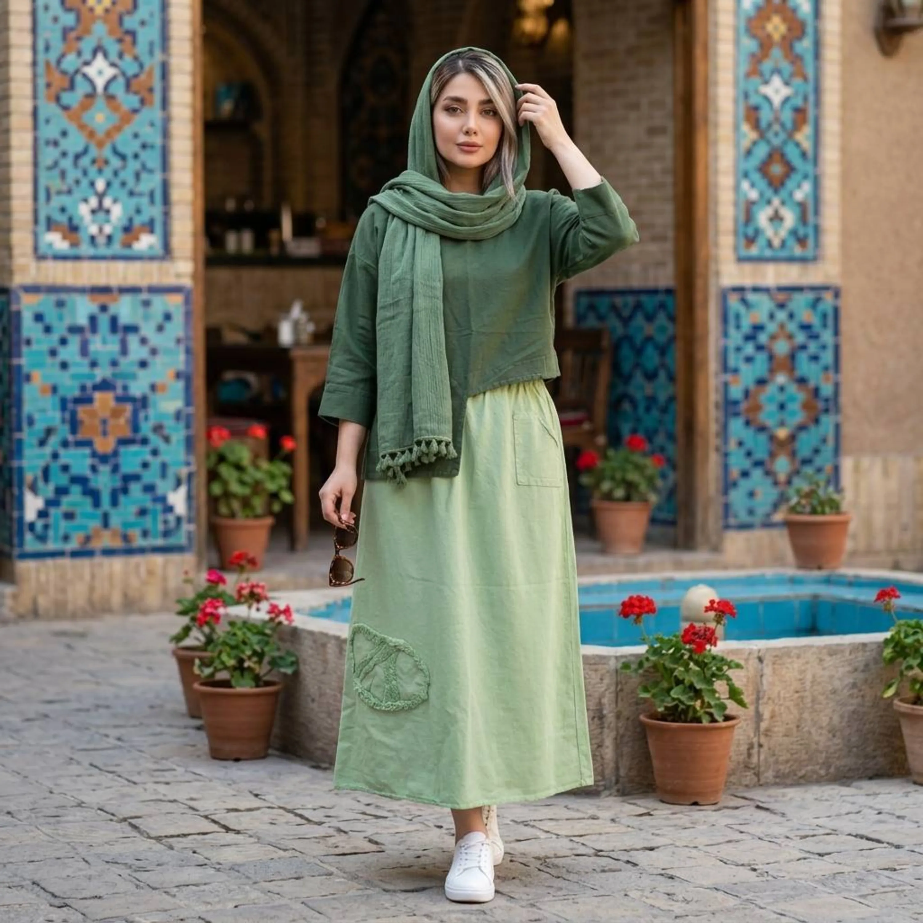 ست کراپ و دامن الیافی
