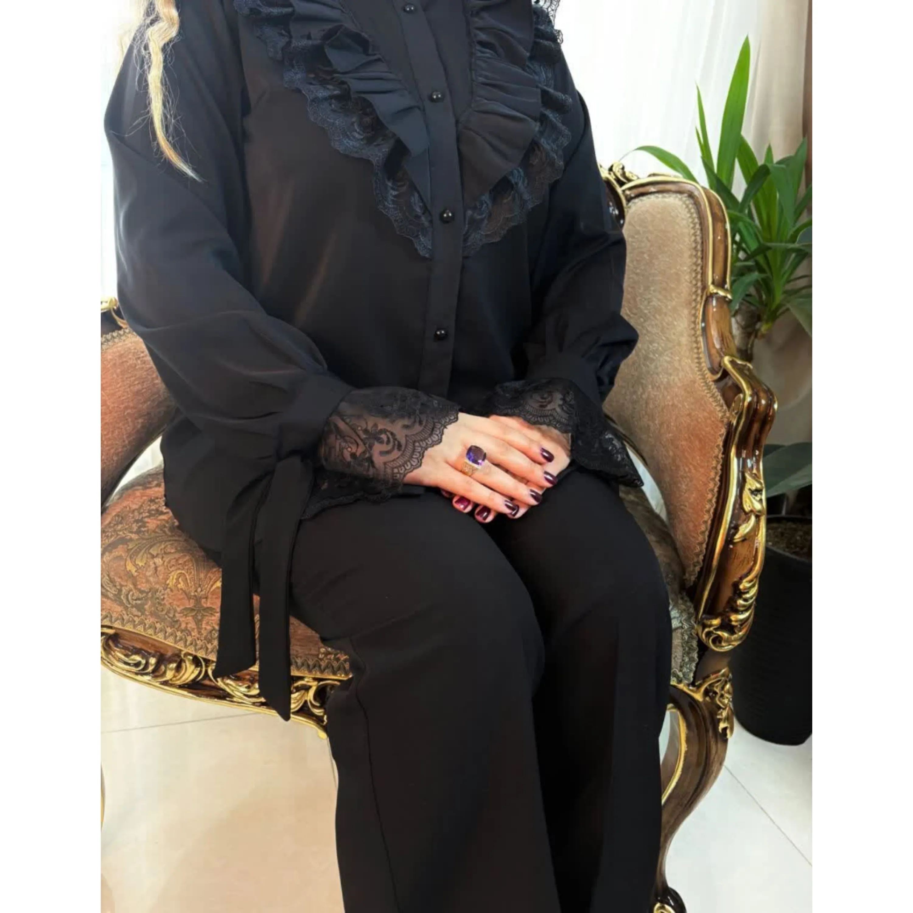 شومیز مشکی شکوفه