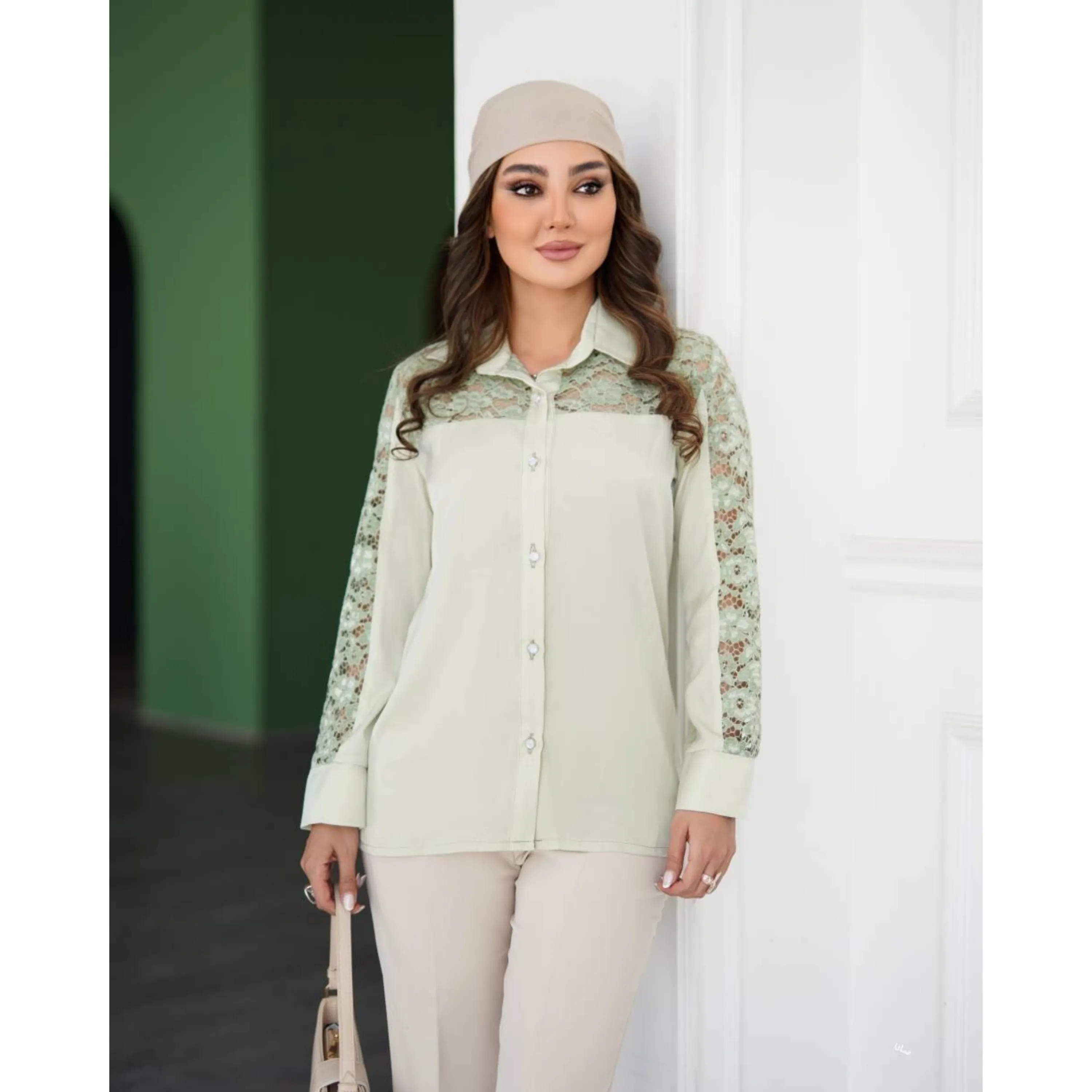 شومیز گیپور یقه مردانه