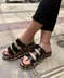 صندل زیره پلنگی سه بند سگک دار