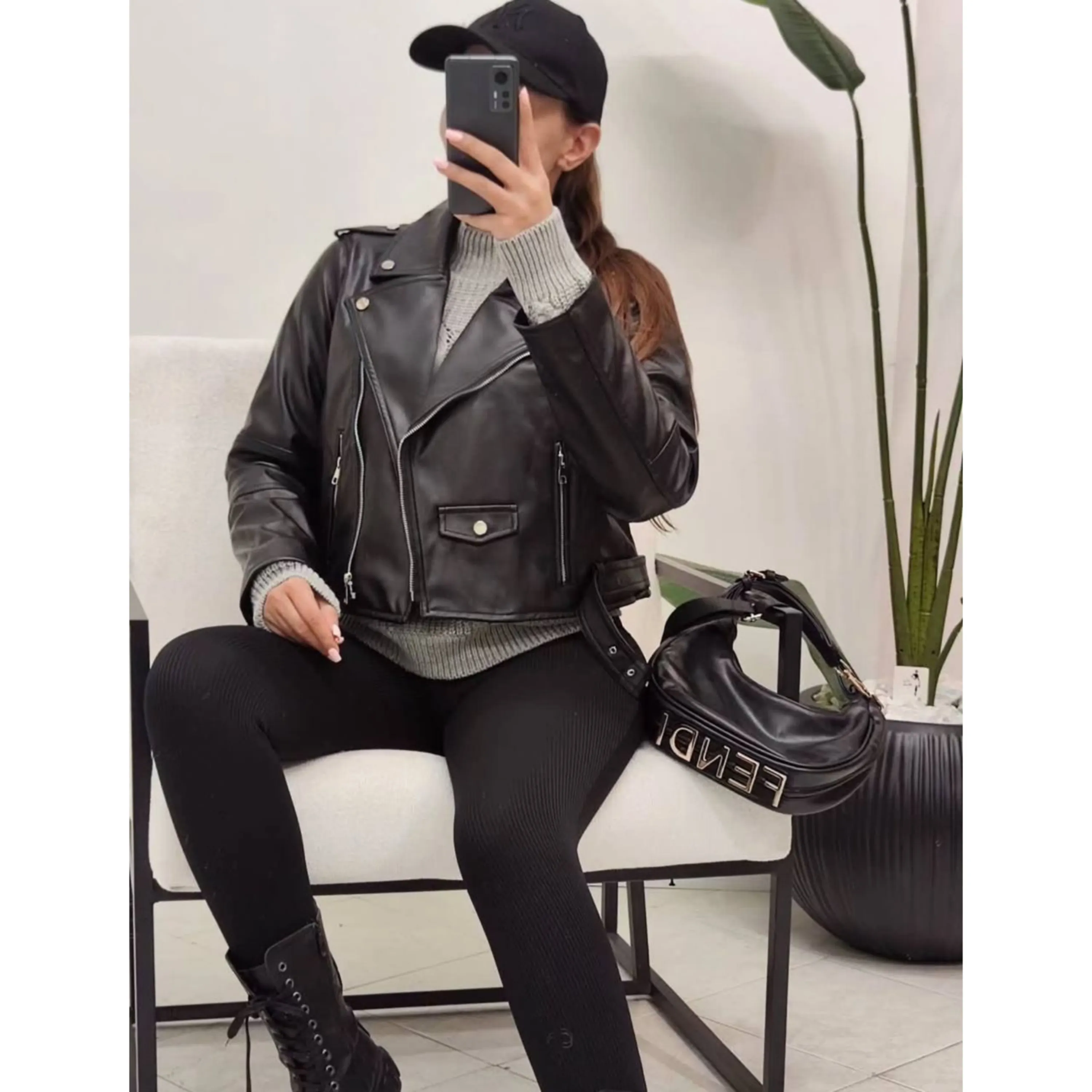 کت چرم آستر دار طرح زارا
